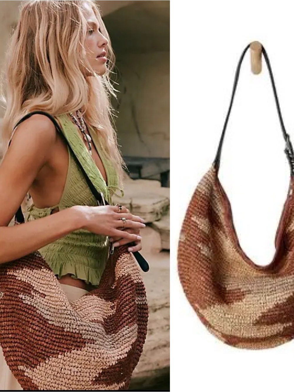 Free People The Santorini Woven Hobo Bag❤️ NWOT Sold out online - Picture 3 of 6